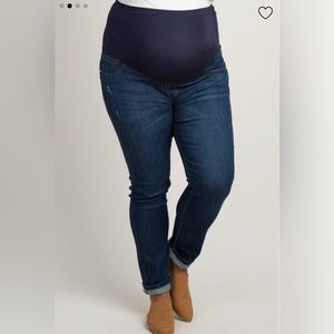 PinkBlush Navy Blue Solid Basic Plus Maternity Jeans